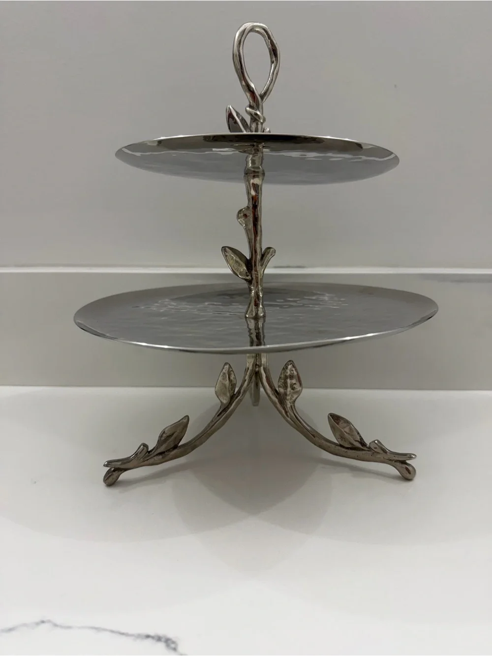 Authentic Michael Aram Two-Tier Silver Leaf Etagere - Rare